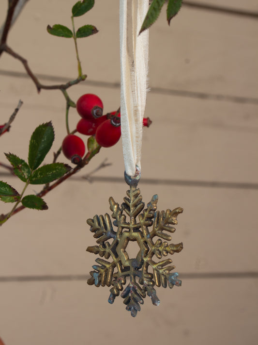 Vintage Solid Brass Christmas Decoration - Snowflake