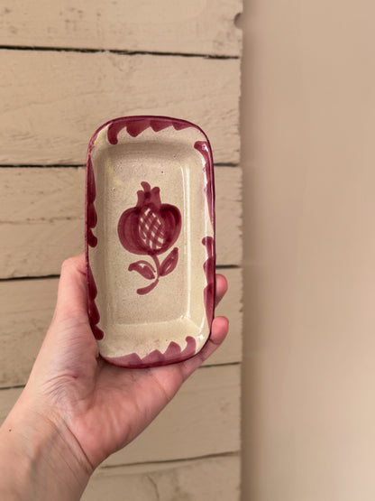 Vintage Spanish Fajalauza Granada Pink Pottery Trinket Dish