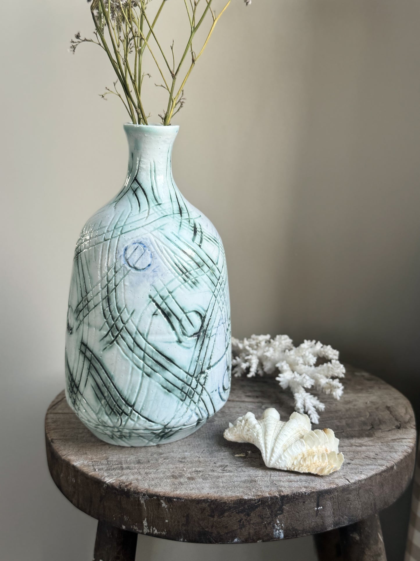 Vintage Midcentury Welsh Studio Pottery Bottle Vase - Old Colwyn Ceramics, North Wales