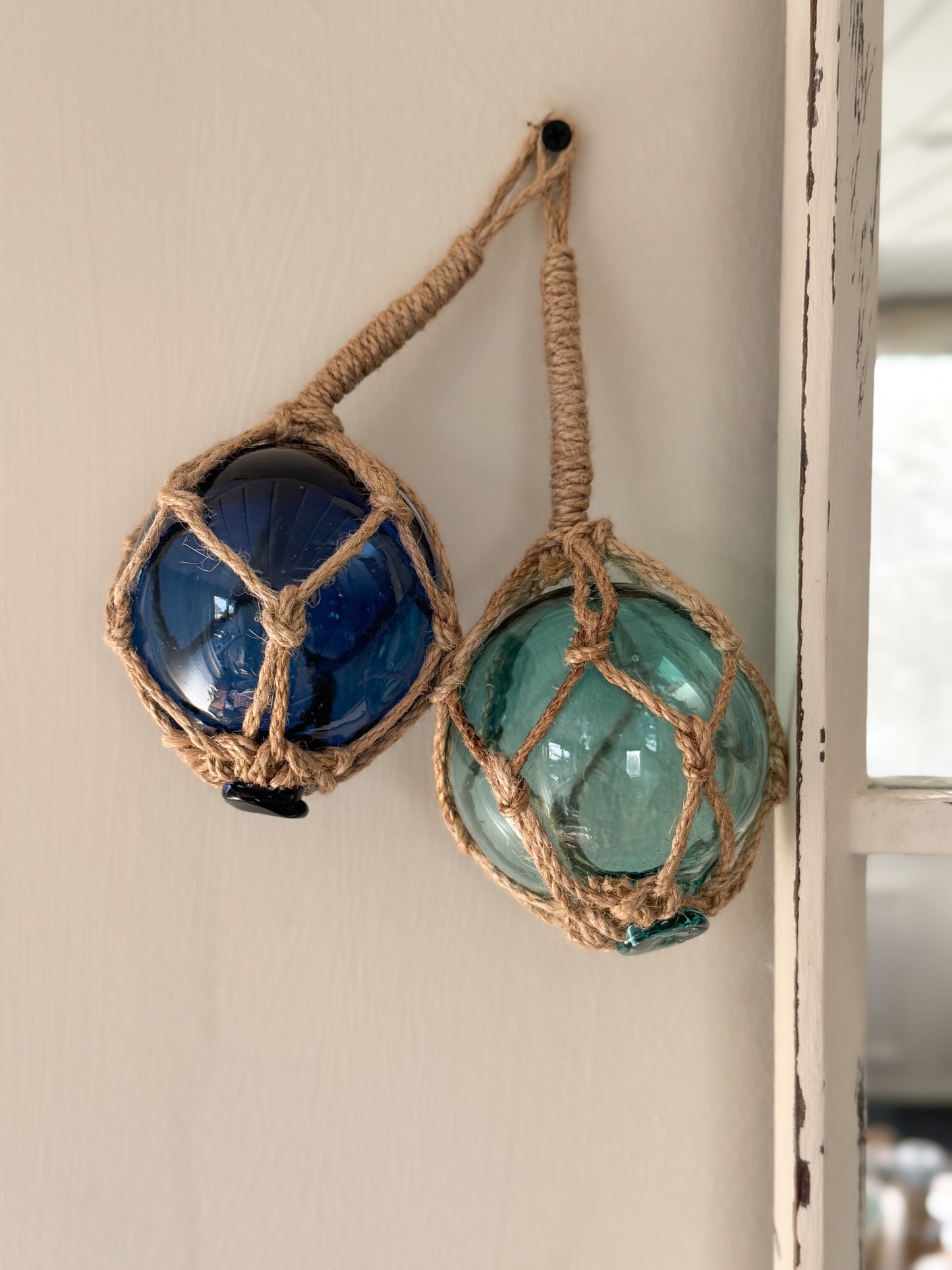 Vintage Pair of Handblown Glass Buoys