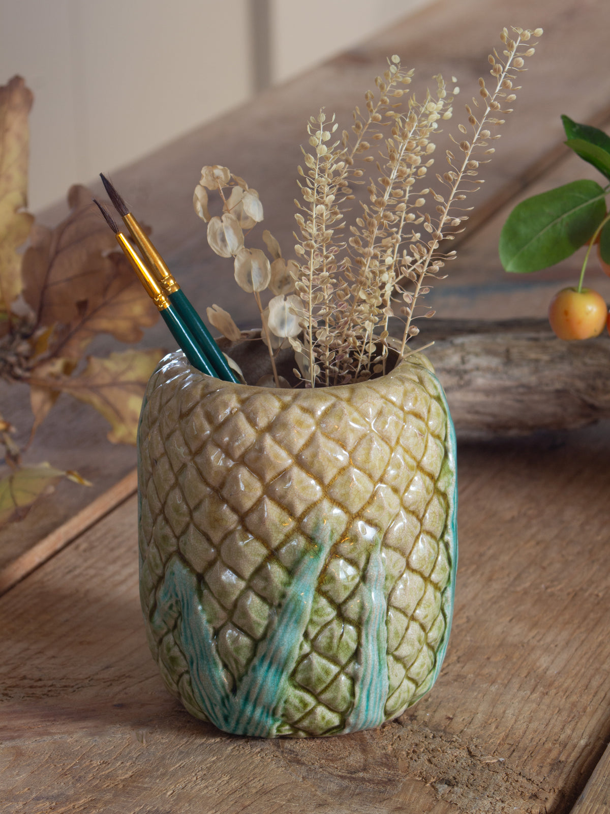 Antique Victorian Majolica Corn on the Cob Ceramic Vessel