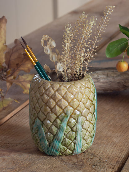 Antique Victorian Majolica Corn on the Cob Ceramic Vessel