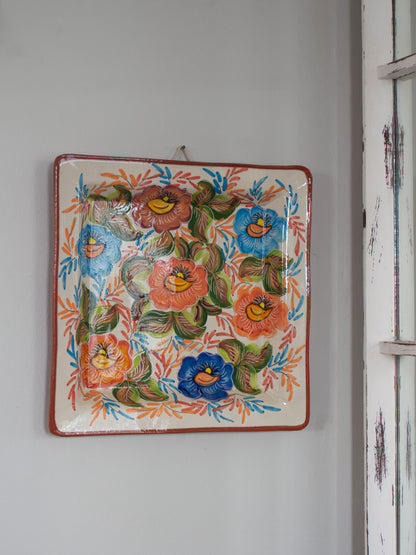 Vintage Portuguese Joaquim Lagareiro Hand-Painted Floral Wall Plate / Serving Platter
