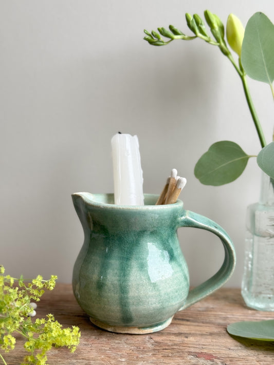 Studio Pottery Green Drip Glaze Creamer