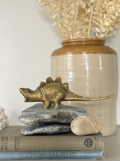 Rare Midcentury Solid Brass Dinosaur | Stegosaurus