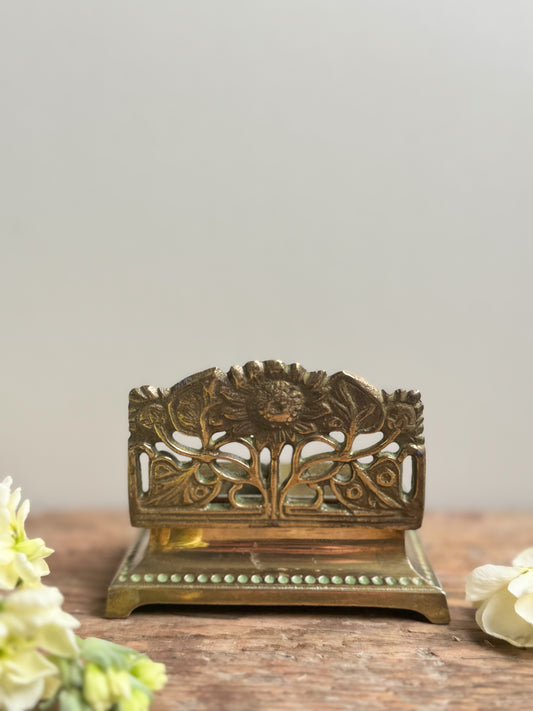Solid Brass Sunflower Inkwell