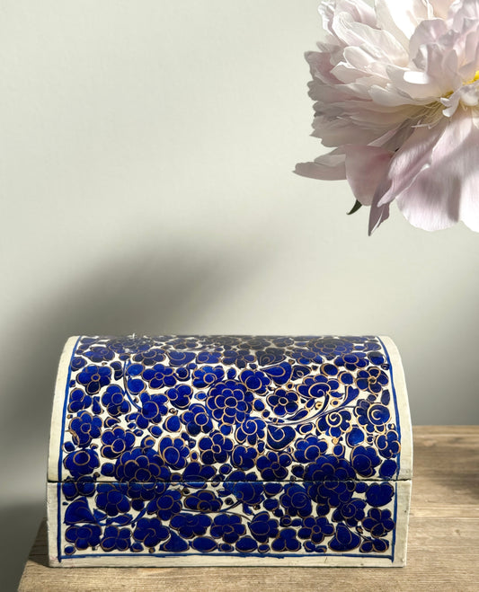 Vintage Indian Papier-Mâché Floral Trinket Box