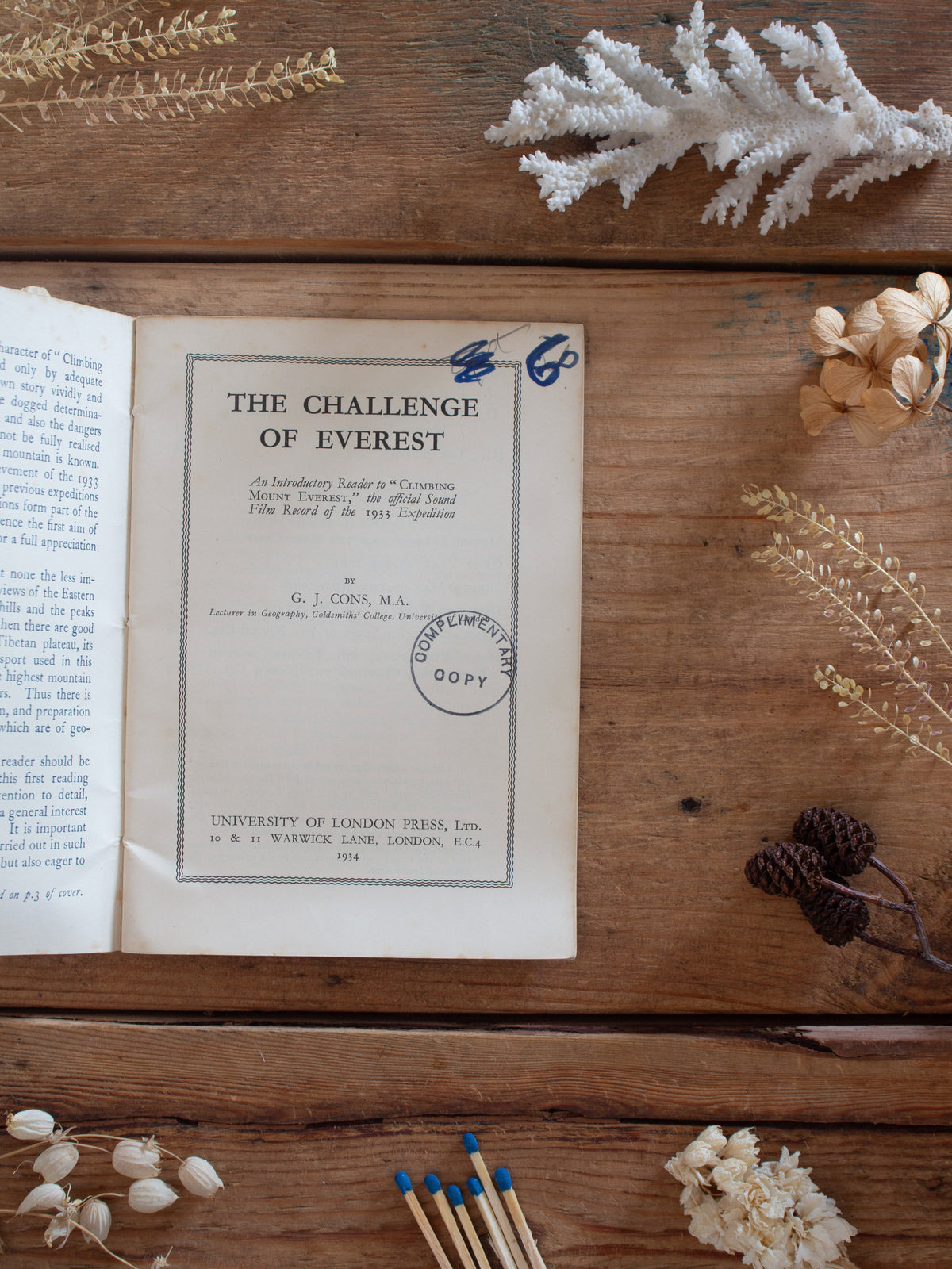 Very Rare 1934 The Challenge of Everest by George Joseph Cons - Original Clothbound Edition