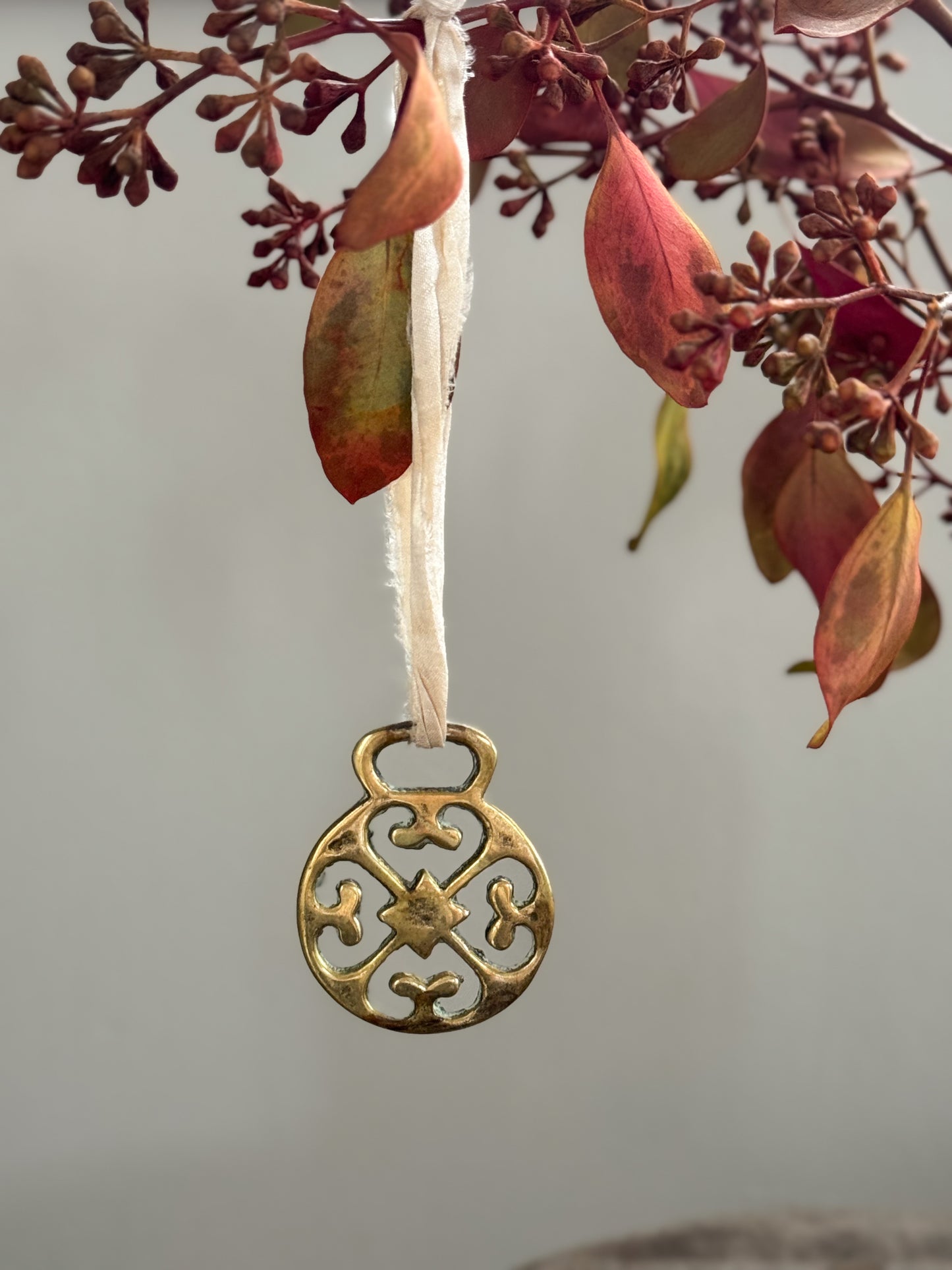 Vintage Solid Brass Token - Abstract Flower