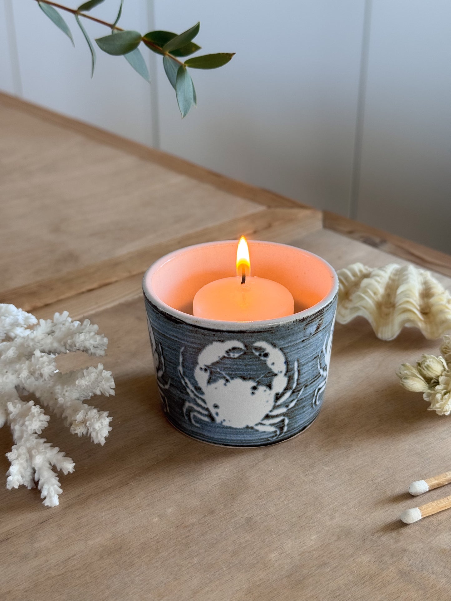 Vintage Studio Pottery Blue Crab Pot by Neil Tregar