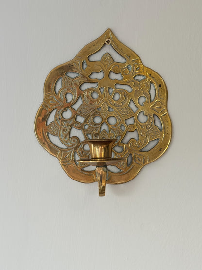 Vintage Solid Brass Sconce Pair