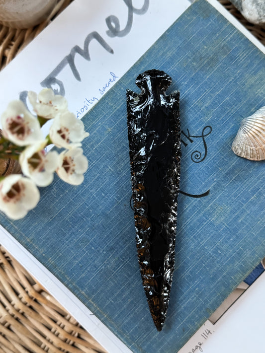 Hand-Carved Obsidian Arrowhead