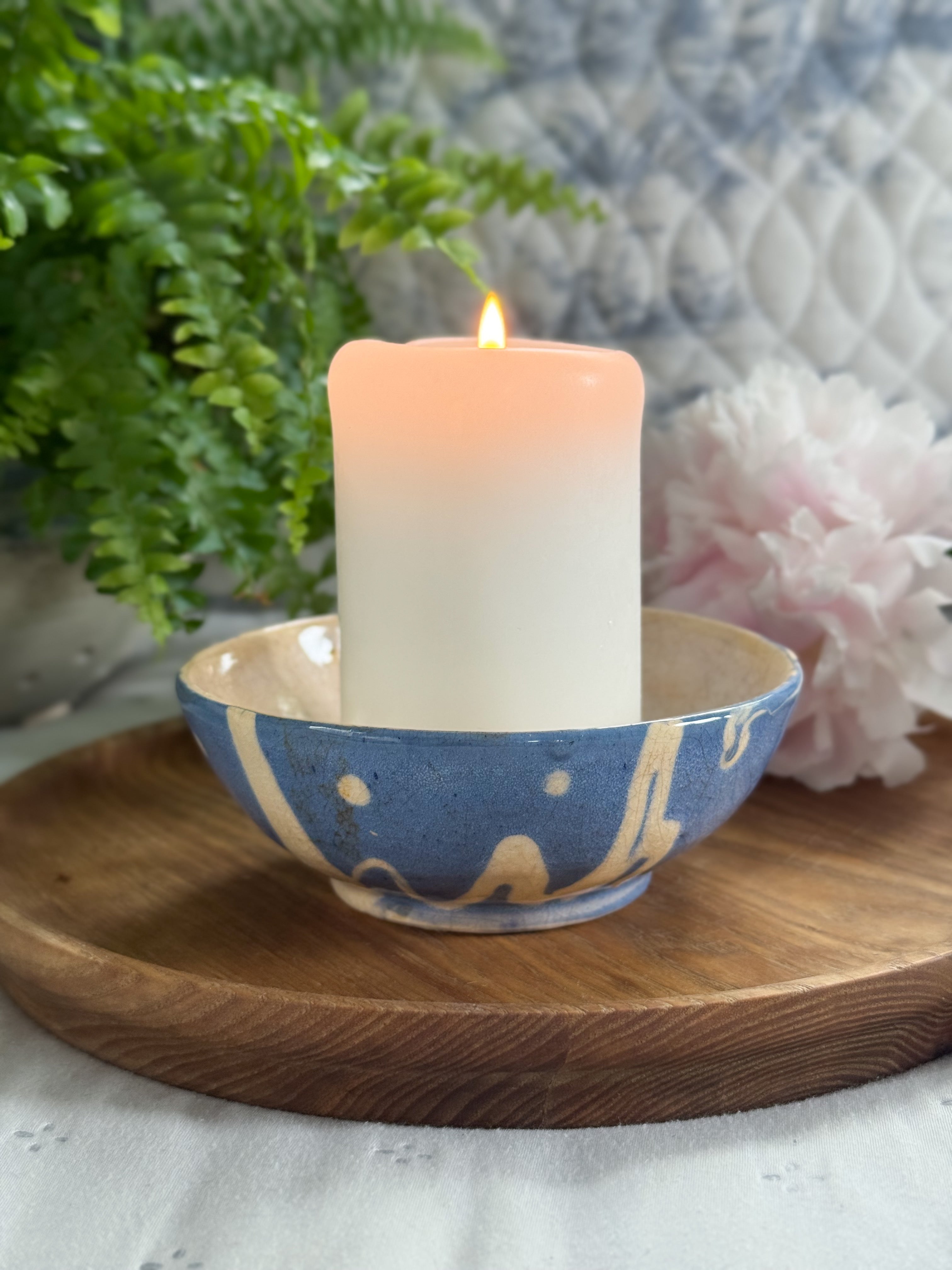Antique Blue & Cream English Slipware Bowl – Hiraeth Vintage