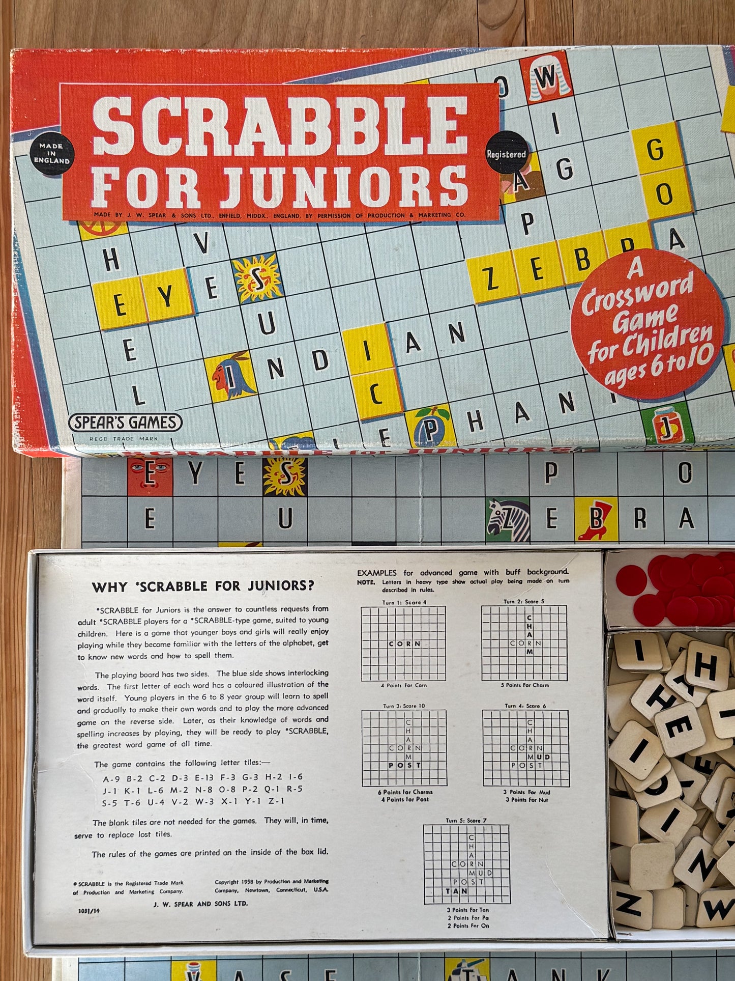 Vintage 1958 Scrabble for Juniors - Spear’s Games (Complete)