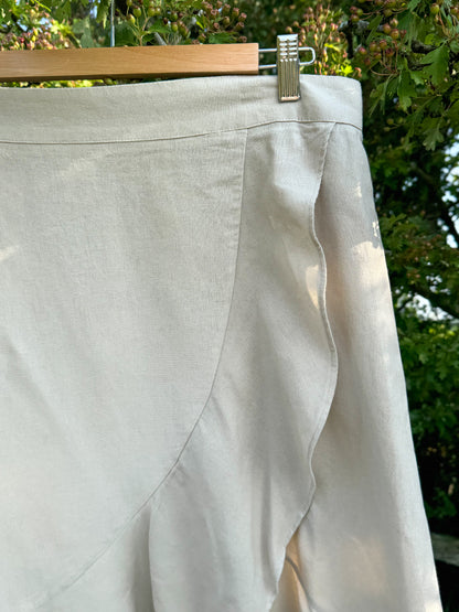 Vintage Westport Natural Linen-Blend Ruffle Skirt – Size L
