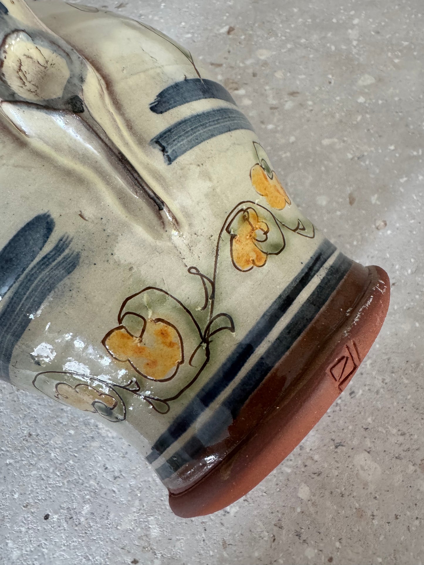 Very Rare Vintage 1980s ‘Dove of Peace’ Slipware Jug by Paul Jackson, Helland Pottery, Cornwall