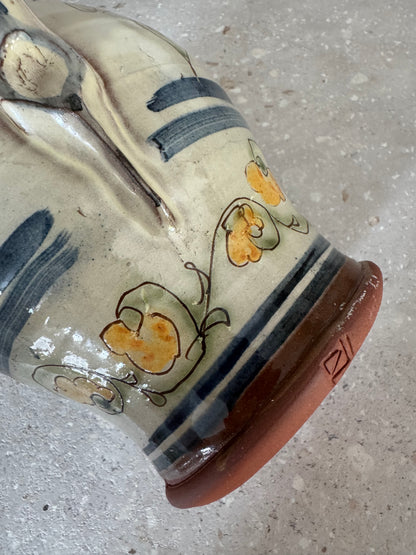 Very Rare Vintage 1980s ‘Dove of Peace’ Slipware Jug by Paul Jackson, Helland Pottery, Cornwall