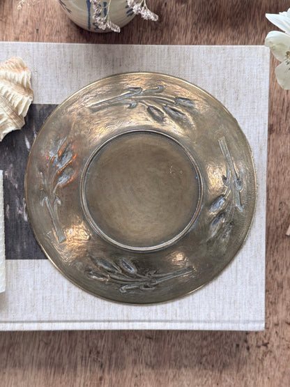 Vintage Solid Brass Sheaves of Wheat Bowl
