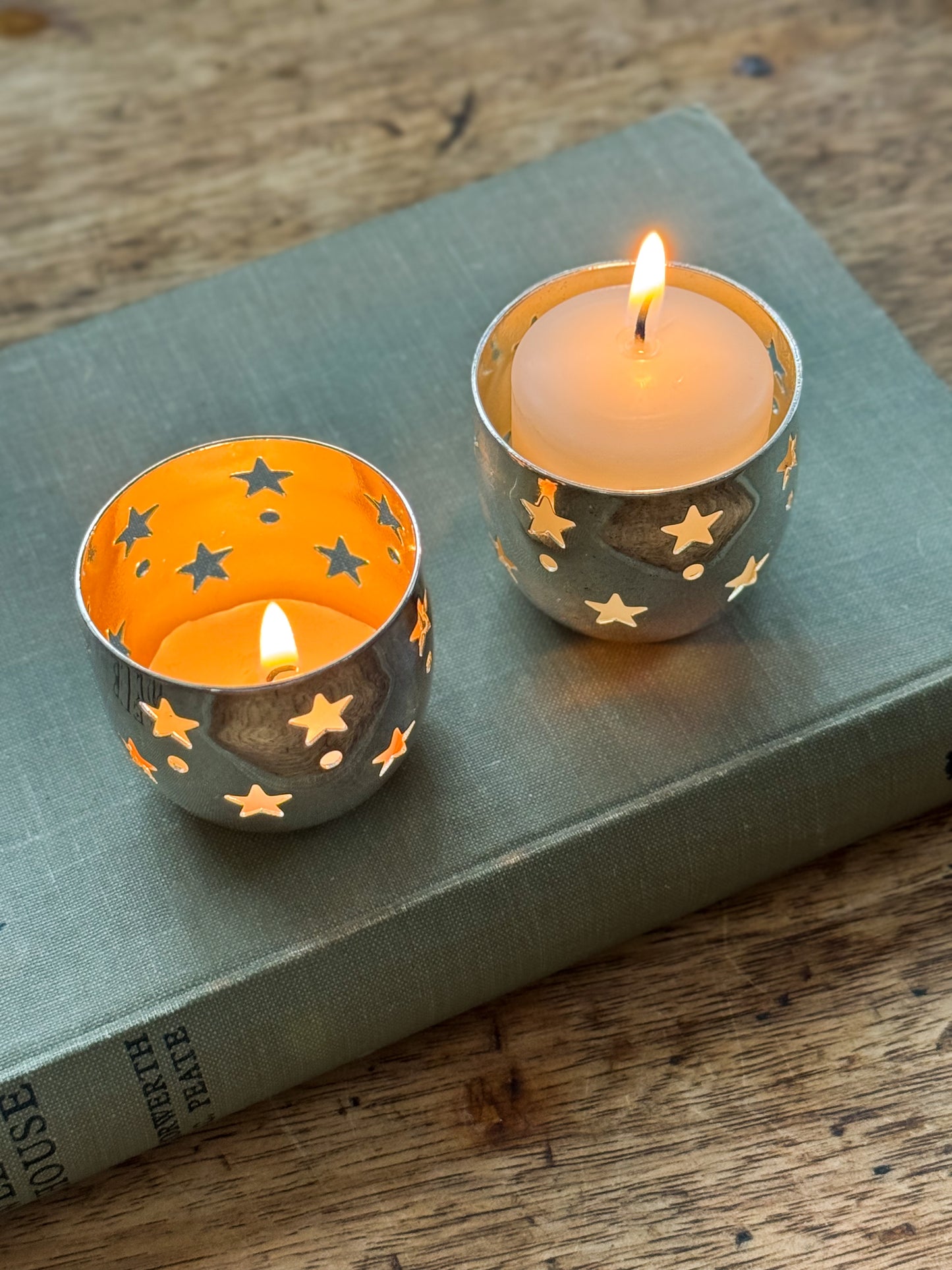 Pair of Vintage Silver-Plated Star Tealight Holders