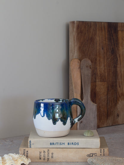 Vintage Blue & Green Drip Glaze Studio Pottery Mug