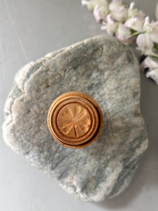 Vintage Treen Four Leaf Clover Butter Stamp
