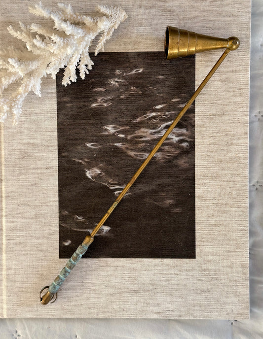 Vintage Solid Brass Candle Snuffer with Verdigris Handle