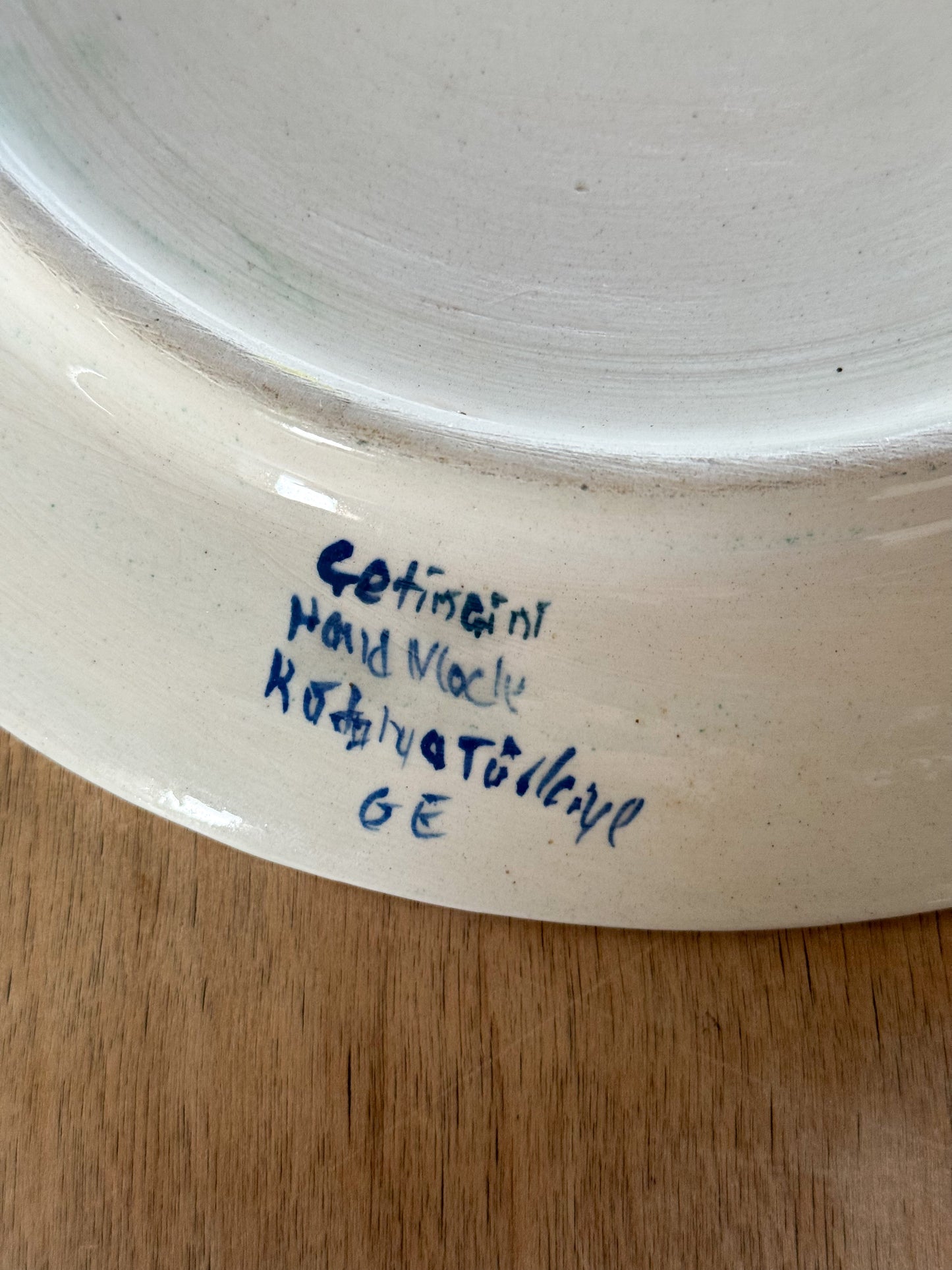 Vintage Hand-Painted Folk Art Pottery Wall Plate