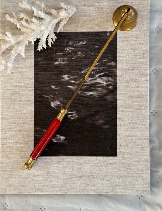 Vintage Brass Candle Snuffer with Varnished Wood Handle