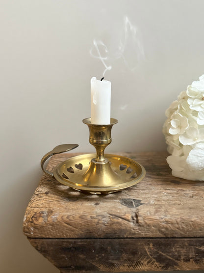 Vintage Brass Heart Chamberstick
