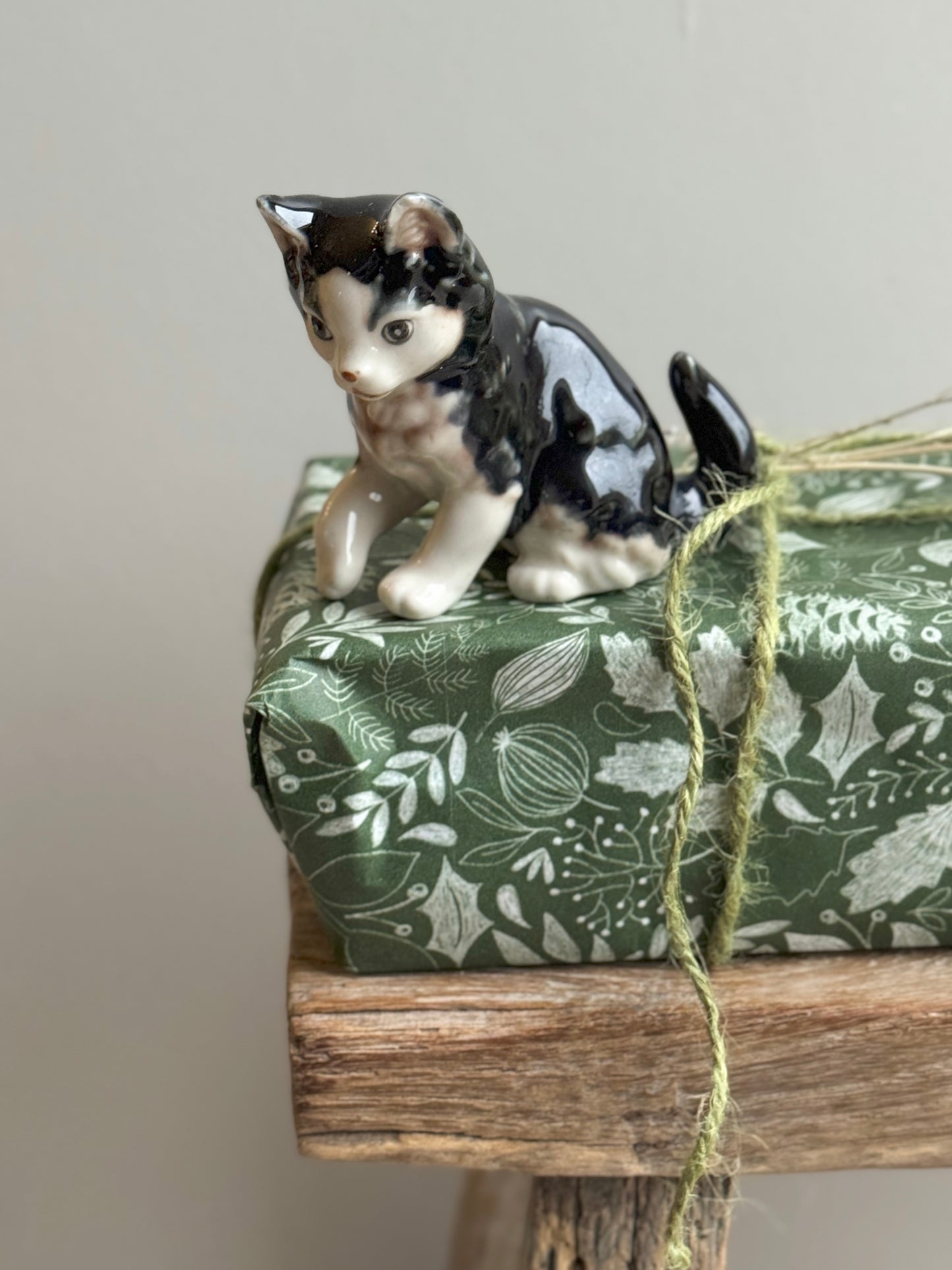 Vintage Miniature Porcelain Cat Sculpture