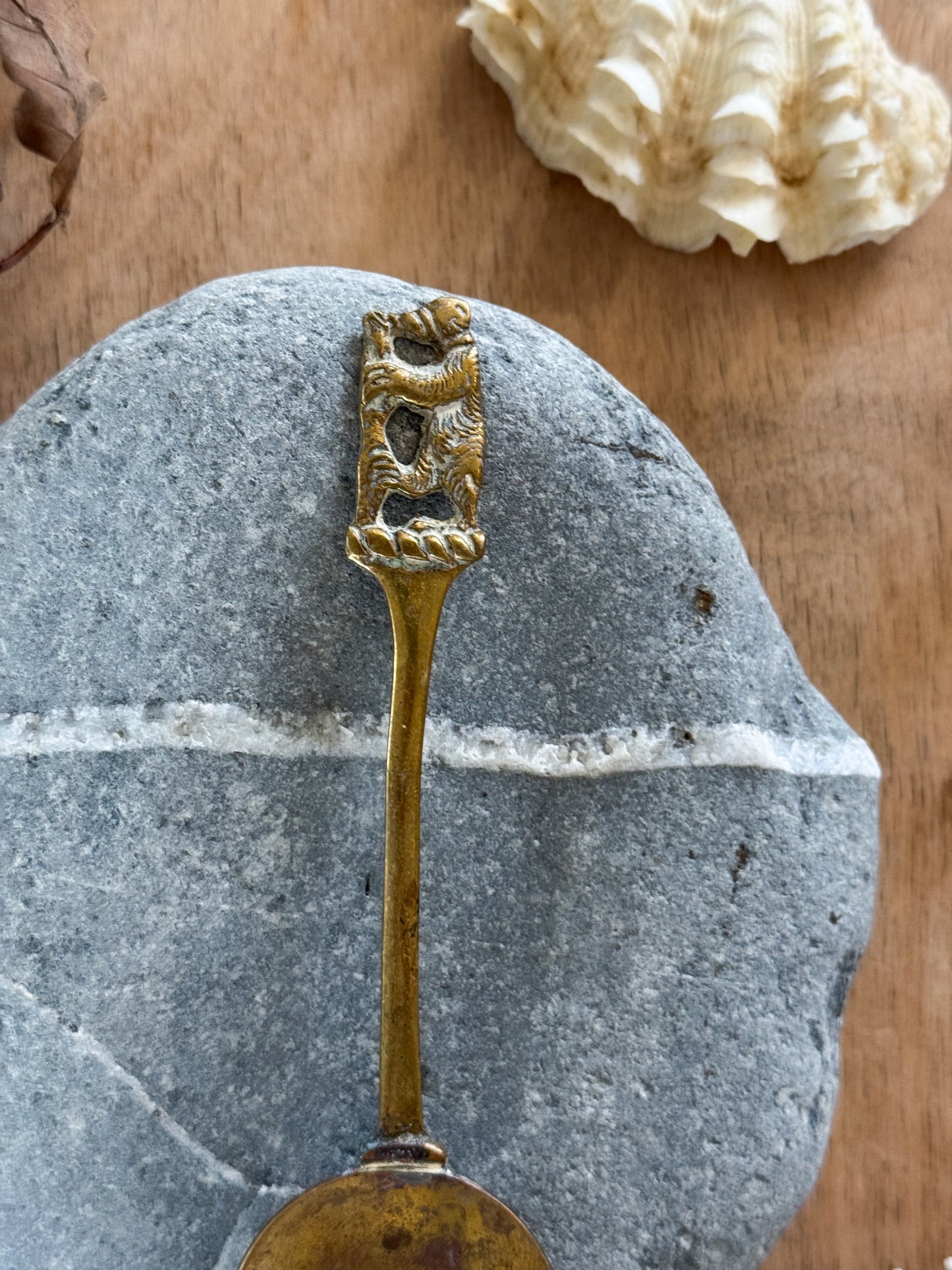 Vintage Solid Brass ‘Berlin Bear’ Long-Handled Tea Caddy Spoon