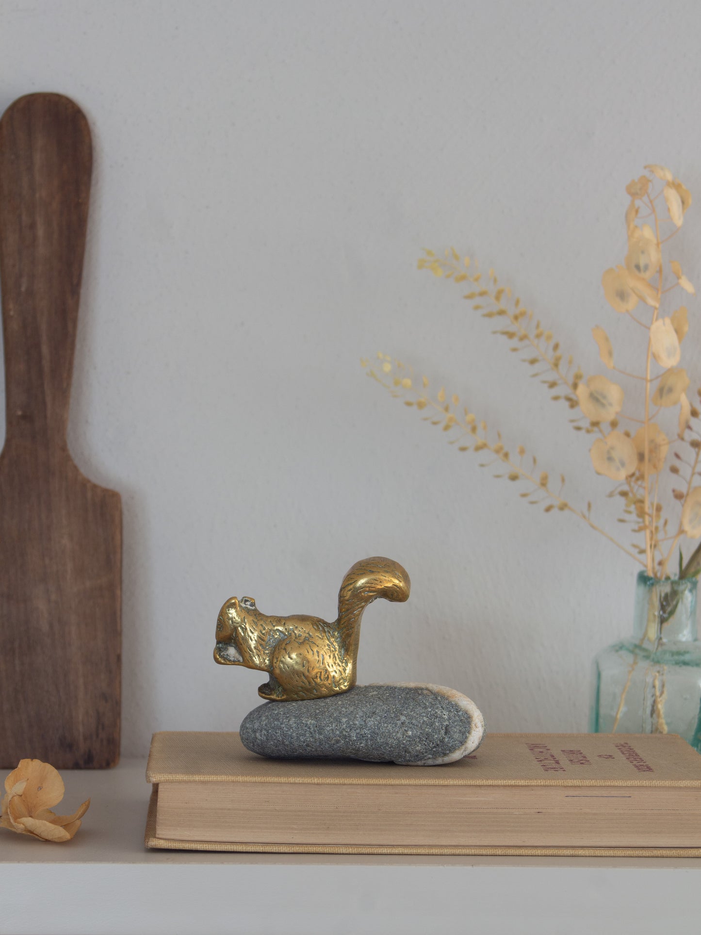 Vintage Solid Brass Miniature Squirrel Figurine
