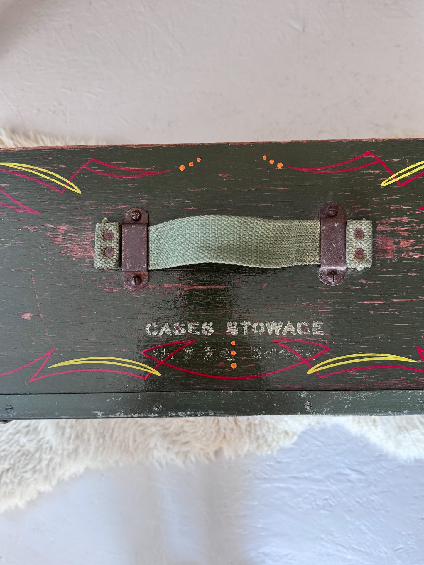 Vintage WW2 Military Stowage Box ‘Fool’s Tools’ Folk Art Storage Chest
