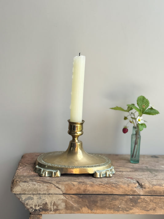 Antique Victorian Oval Footed Brass Candleholder