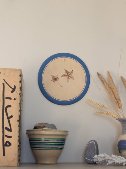 Vintage Studio Pottery Seaside Wall Plate • Shell & Starfish