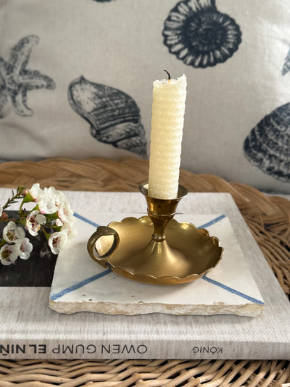 Vintage Solid Brass Scalloped Chamberstick