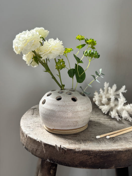 Vintage Studio Pottery Speckled Glaze Flower Frog