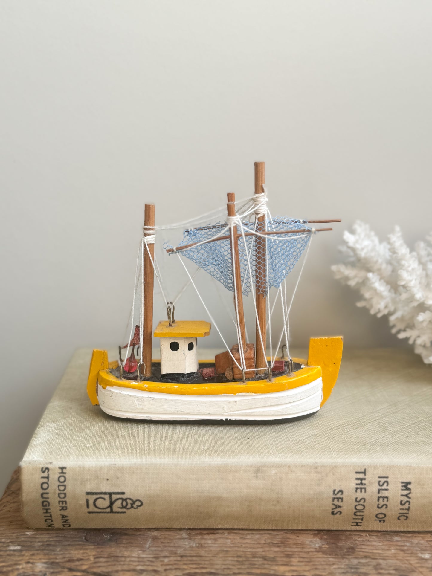 Vintage Miniature Wooden Model Boat