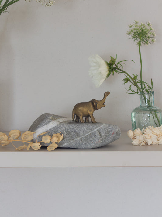 Vintage Solid Brass Elephant Miniature