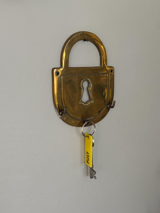 Vintage Brass Padlock Key Hook