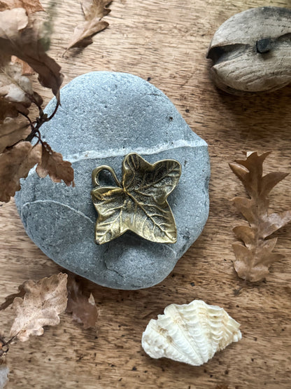 Vintage Solid Brass Ivy Leaf Dish