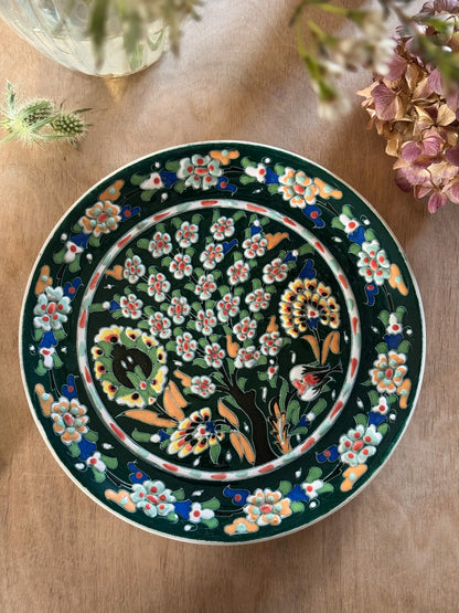 Vintage Hand-Painted Folk Art Pottery Wall Plate