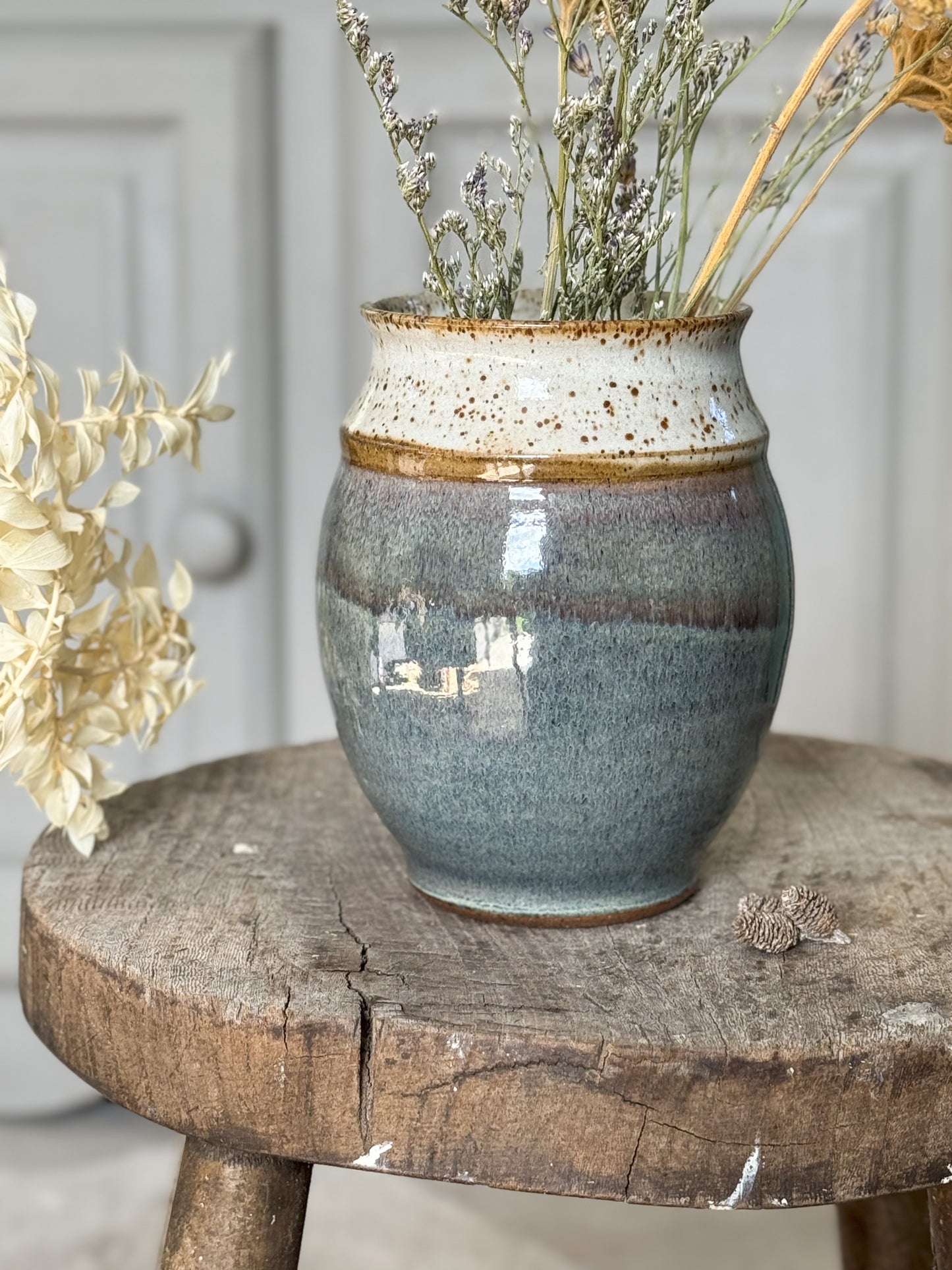 Studio Pottery Two Tone Speckled Pot