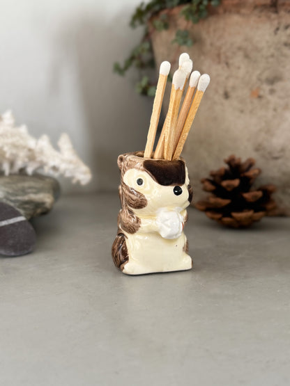 Vintage 1978 Enesco Ceramic Squirrel Match Holder