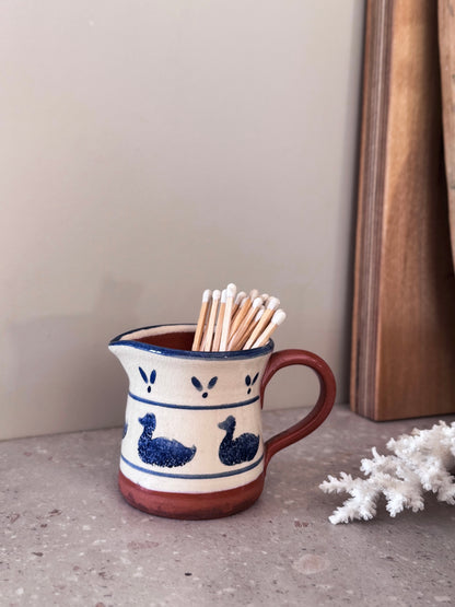 Vintage Terracotta Slipware Duck Creamer