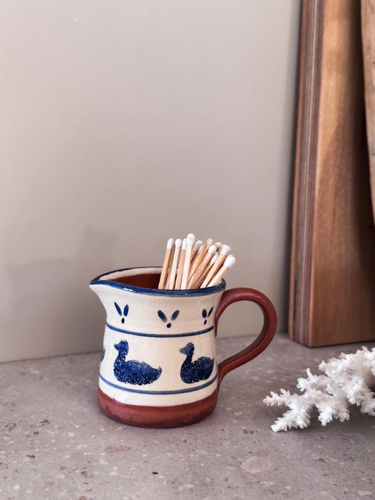 Vintage Terracotta Slipware Duck Creamer