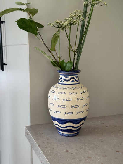 Large Vintage Mediterranean Studio Pottery Fish Vase