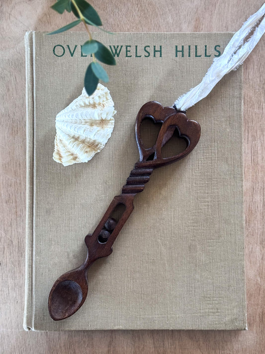 Vintage Hand-Carved Vintage Welsh Love Spoon