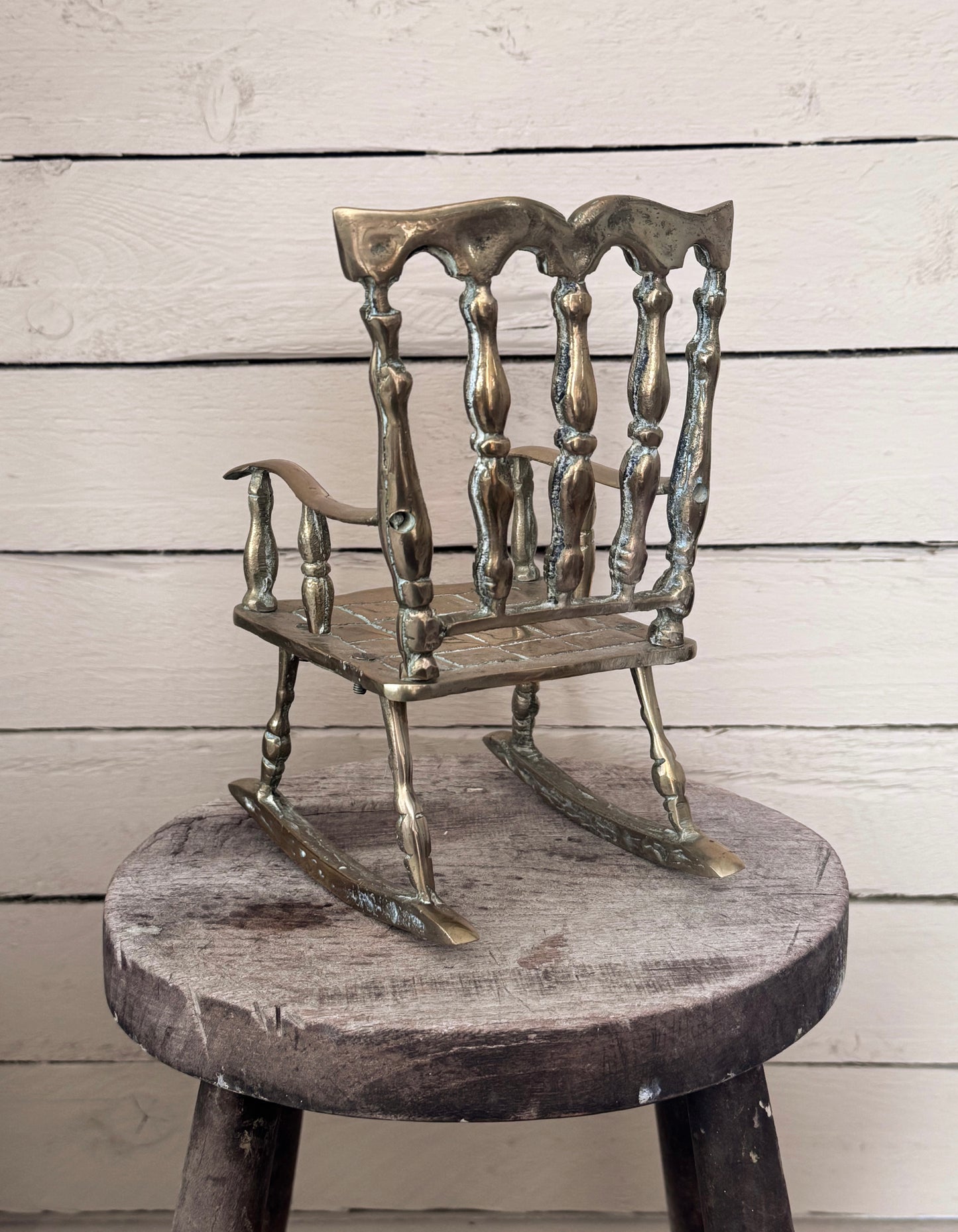 Vintage Solid Brass Rocking Chair