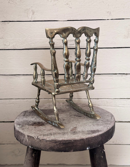 Vintage Solid Brass Rocking Chair
